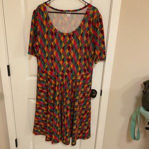 Colorful Geometric Dress LuLaRoe Nicole Vault 3XL